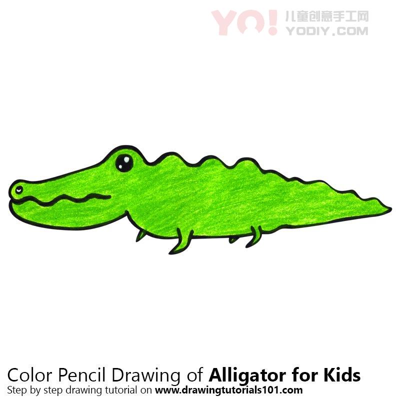 图片[1]-了解如何为孩子绘制鳄鱼（儿童动物）-YO儿童创意手工网