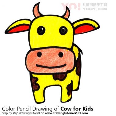 学习如何为孩子们画一头牛（儿童动物）-优优资源
