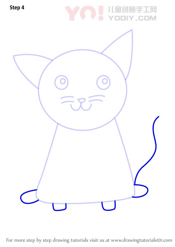 图片[5]-学习如何为孩子们画一只猫（儿童动物）-YO儿童创意手工网