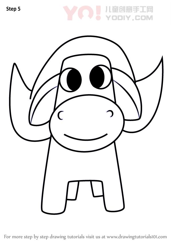 图片[6]-学习如何为孩子们绘制水牛（儿童动物）-YO儿童创意手工网