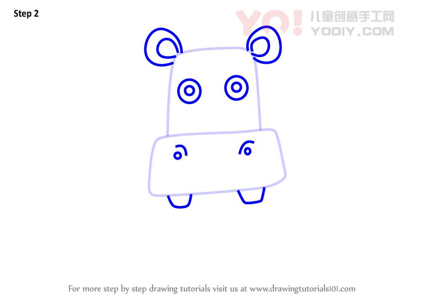 图片[3]-学习如何为孩子们绘制河马（儿童动物）-YO儿童创意手工网
