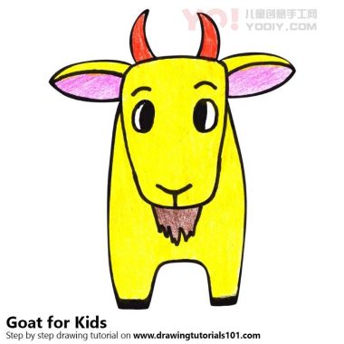 学习如何为孩子们轻松绘制山羊（儿童动物）-优优资源