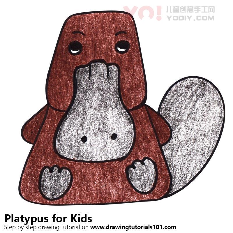 图片[1]-学习如何为孩子们绘制鸭嘴兽（儿童动物）-YO儿童创意手工网