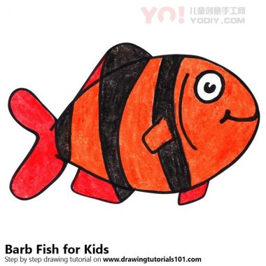 了解如何为孩子们绘制倒钩鱼（儿童动物）-优优资源