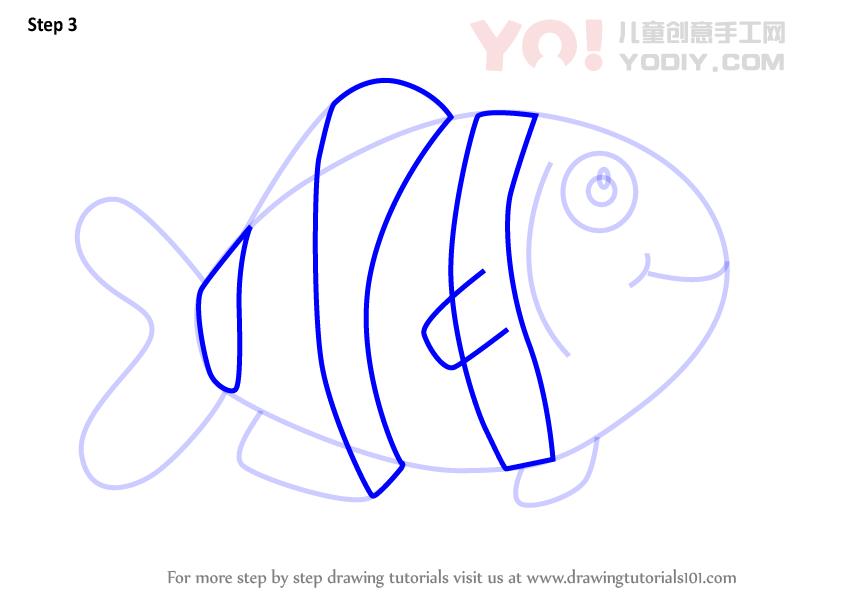 图片[4]-了解如何为孩子们绘制倒钩鱼（儿童动物）-YO儿童创意手工网