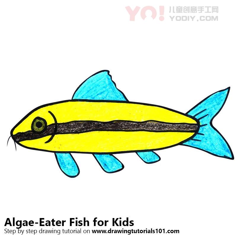 图片[1]-学习如何为孩子们绘制藻类鱼（儿童动物）-YO儿童创意手工网
