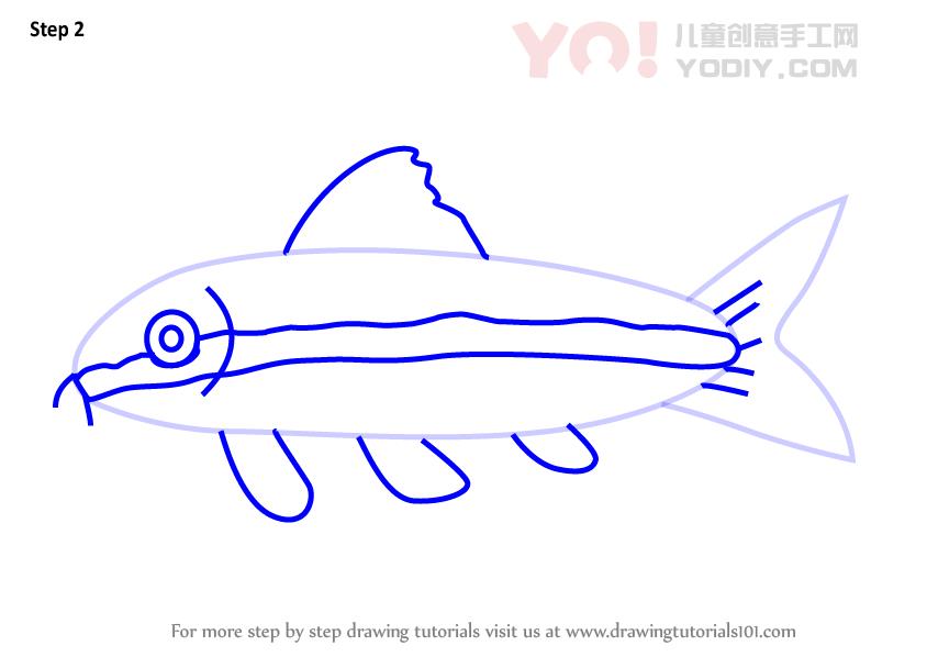 图片[3]-学习如何为孩子们绘制藻类鱼（儿童动物）-YO儿童创意手工网