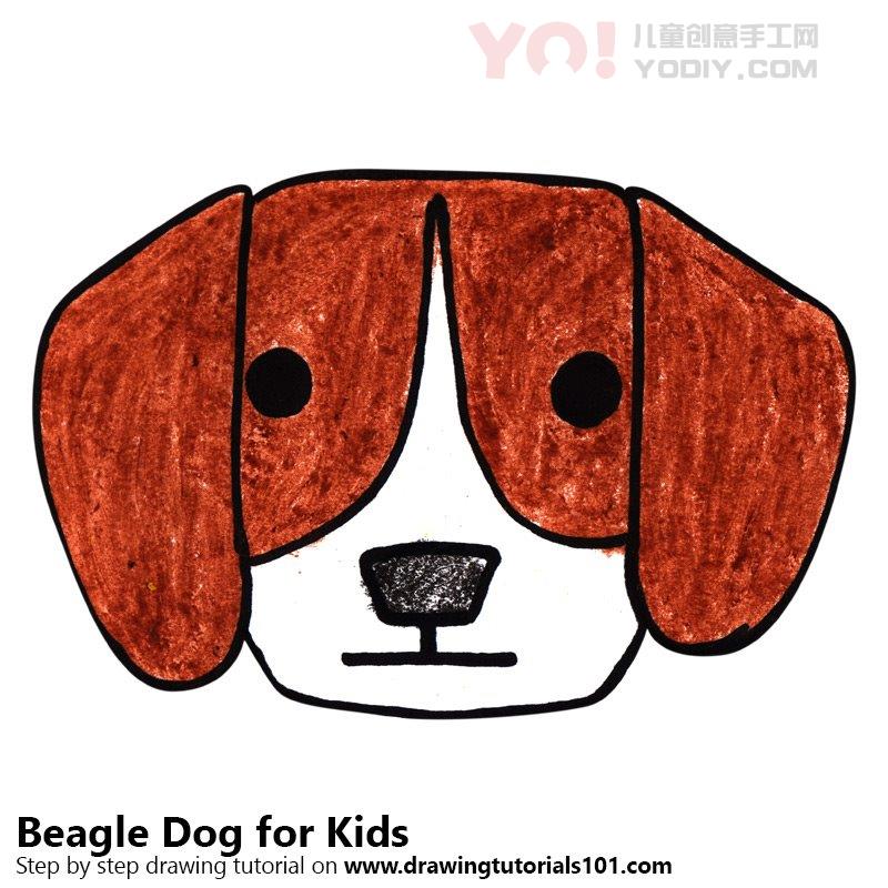 图片[1]-学习如何为孩子们画一只小猎犬（儿童动物）-YO儿童创意手工网