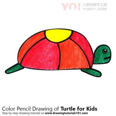学习如何为孩子们画一只乌龟（儿童动物）-优优资源