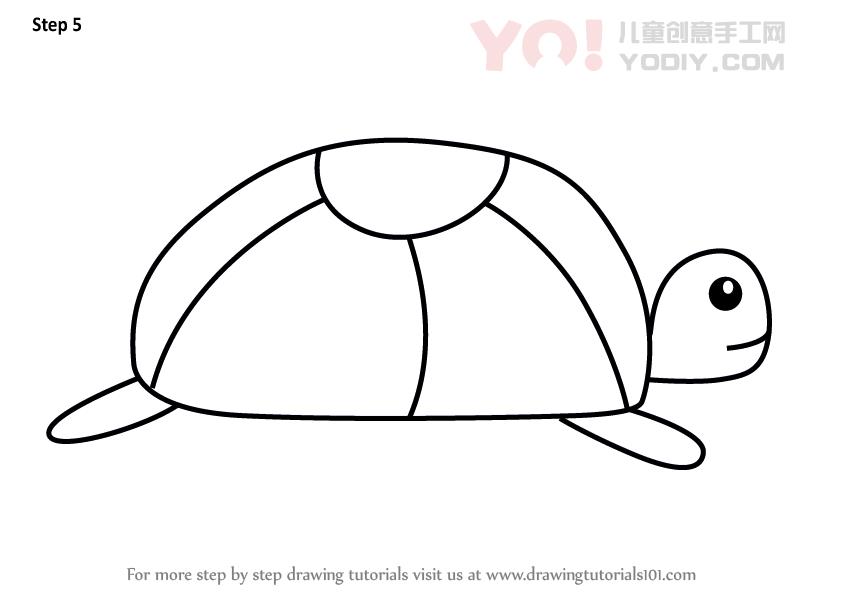 图片[6]-学习如何为孩子们画一只乌龟（儿童动物）-YO儿童创意手工网