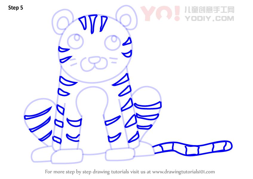 图片[6]-学习如何为孩子绘制一只老虎（儿童动物）-YO儿童创意手工网