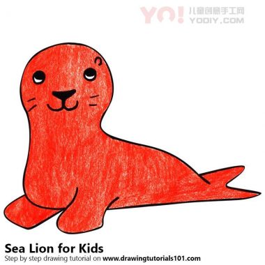 学习如何为孩子们绘制海狮（儿童动物）-优优资源
