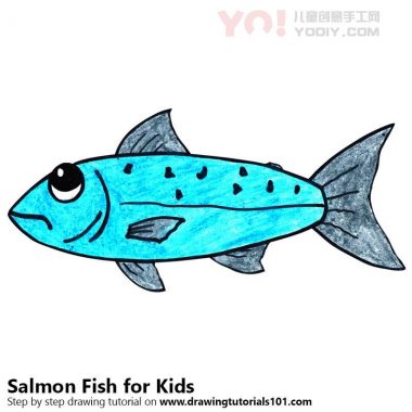 学习如何为孩子们绘制鲑鱼（儿童动物）-优优资源