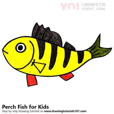 学习如何为孩子们绘制鲈鱼（儿童动物）-优优资源