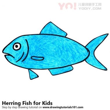 学习如何为孩子们绘制鲱鱼（儿童动物）-优优资源