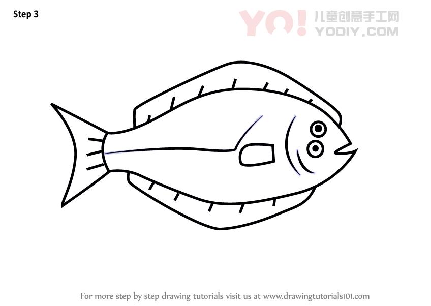 图片[4]-学习如何为孩子们绘制大比目鱼（儿童动物）-YO儿童创意手工网