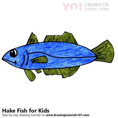 学习如何为孩子们绘制一个鳕鱼（儿童动物）-优优资源