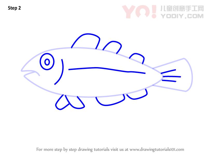 图片[3]-学习如何为孩子们绘制酷鱼（儿童动物）-YO儿童创意手工网