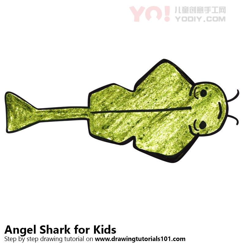 图片[1]-学习如何为孩子们画天使鲨（儿童动物）-YO儿童创意手工网