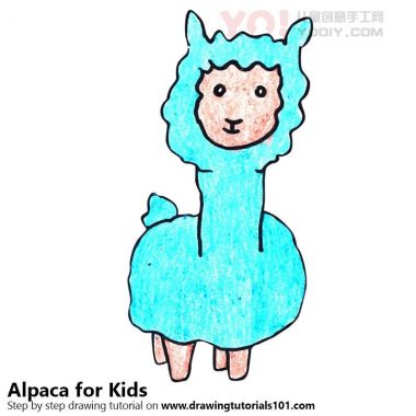 学习如何为孩子们绘制羊驼（儿童动物）-优优资源