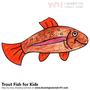 了解如何为孩子们绘制鳟鱼（儿童动物）-优优资源