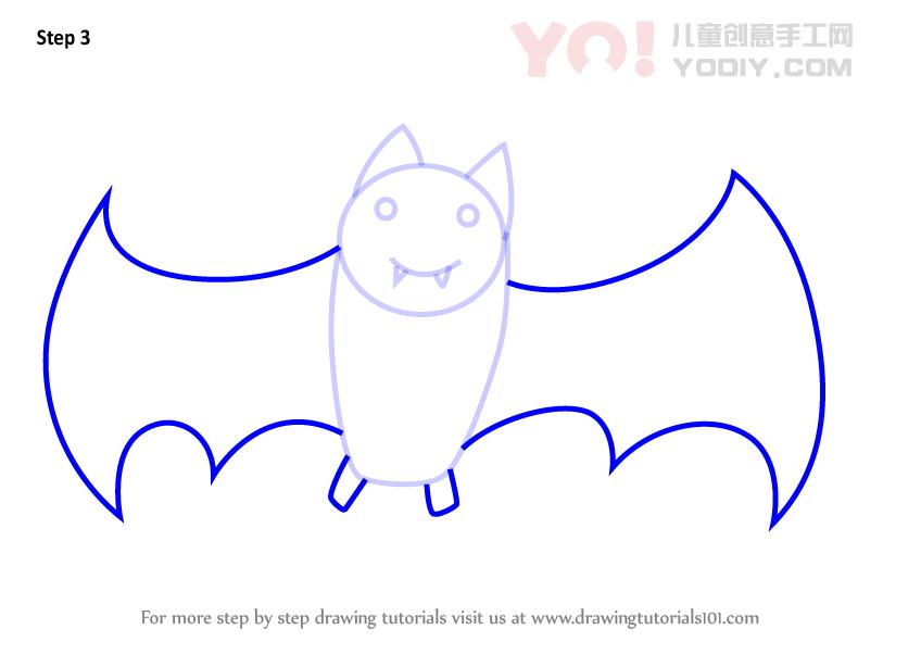 图片[4]-学习如何为孩子们绘制蝙蝠（儿童动物）-YO儿童创意手工网