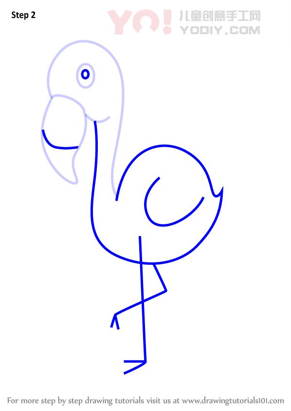 图片[3]-了解如何为孩子们绘制火烈鸟（儿童动物）-YO儿童创意手工网