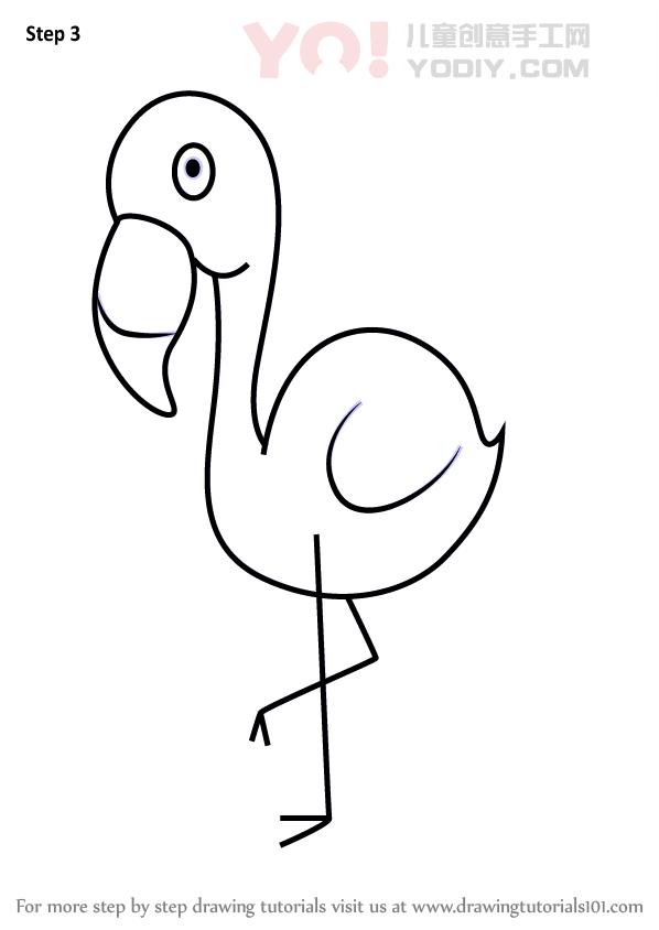 图片[4]-了解如何为孩子们绘制火烈鸟（儿童动物）-YO儿童创意手工网