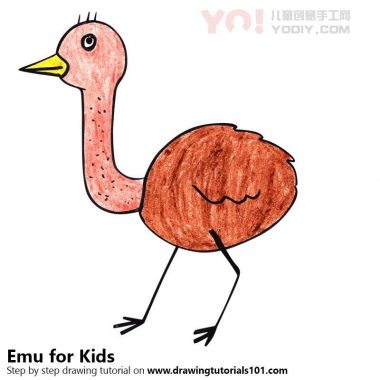 学习如何为孩子们绘制EMU（儿童动物）-优优资源