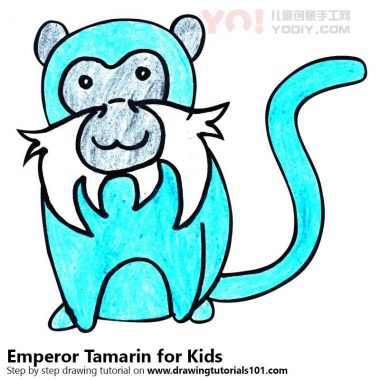 了解如何为孩子们绘制一个皇帝Tamarin（儿童动物）-优优资源