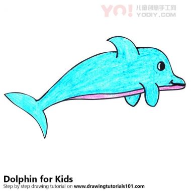 学习如何为孩子绘制一只海豚（为孩子们的动物）-优优资源