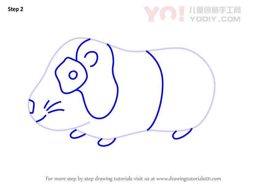 图片[3]-学习如何为孩子们绘制一只豚鼠（儿童动物）-YO儿童创意手工网