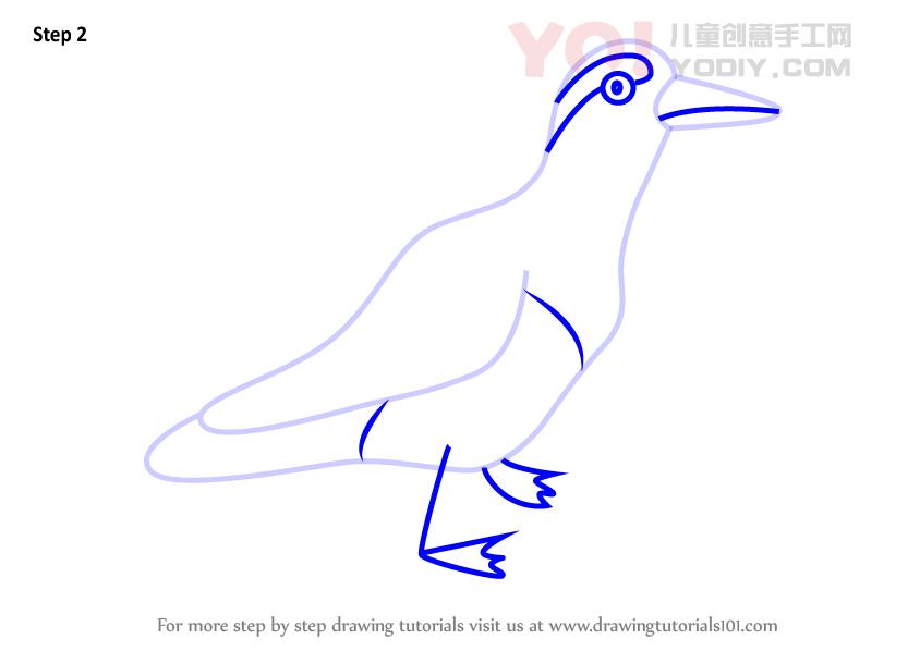 图片[3]-了解如何为孩子们绘制一只苍头鸟（儿童动物）-YO儿童创意手工网