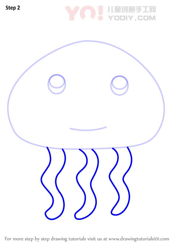 图片[3]-学习如何为孩子们绘制水母（为孩子们的动物）-YO儿童创意手工网