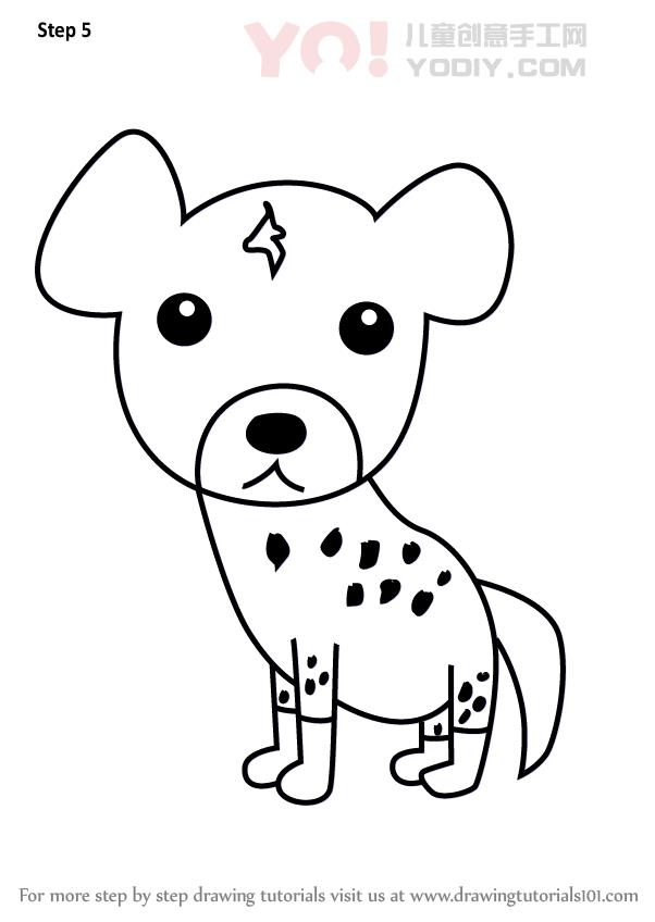 图片[6]-学习如何为孩子们绘制鬣狗（儿童动物）-YO儿童创意手工网