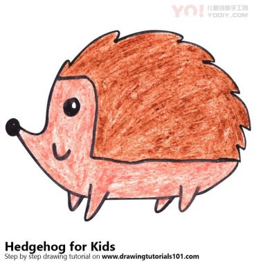 学习如何为孩子们绘制刺猬（儿童动物）-优优资源