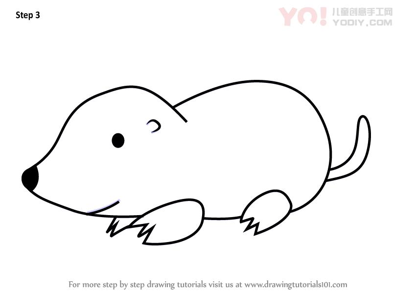图片[4]-学习如何为孩子们画鼹鼠（儿童动物）-YO儿童创意手工网