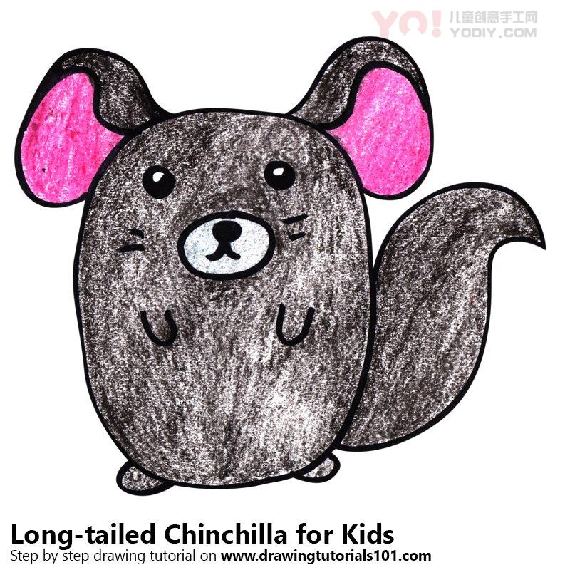 图片[1]-学习如何为孩子们绘制长尾的丘奇（儿童动物）-YO儿童创意手工网