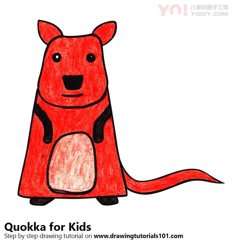 图片[1]-学习如何为孩子们绘制Quokka（儿童动物）-YO儿童创意手工网