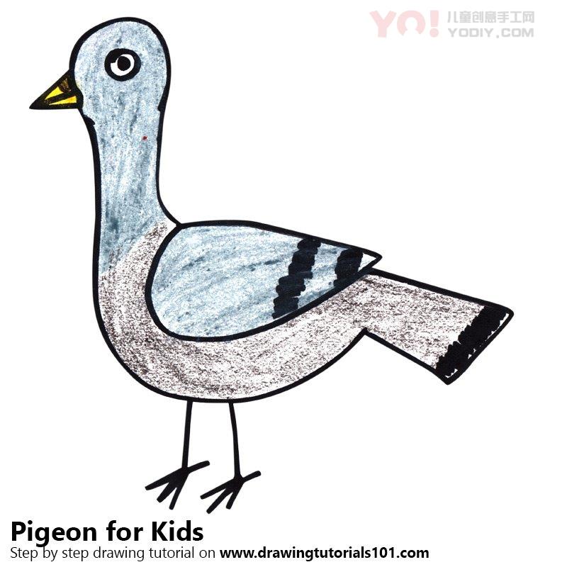 图片[1]-学习如何为孩子们画一只鸽子（儿童动物）-YO儿童创意手工网
