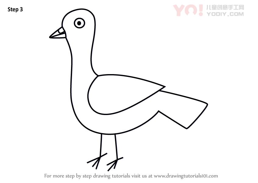 图片[4]-学习如何为孩子们画一只鸽子（儿童动物）-YO儿童创意手工网