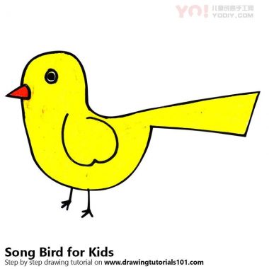 学习如何为孩子们画一只歌鸟（儿童动物）-优优资源