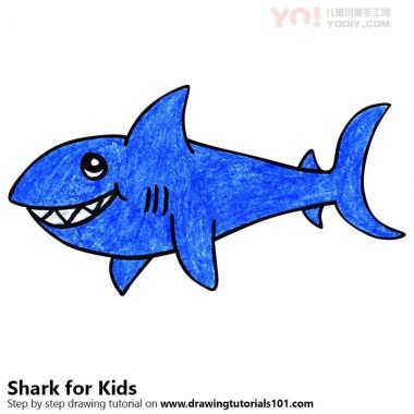 学习如何为孩子们绘制鲨鱼（儿童动物）-优优资源