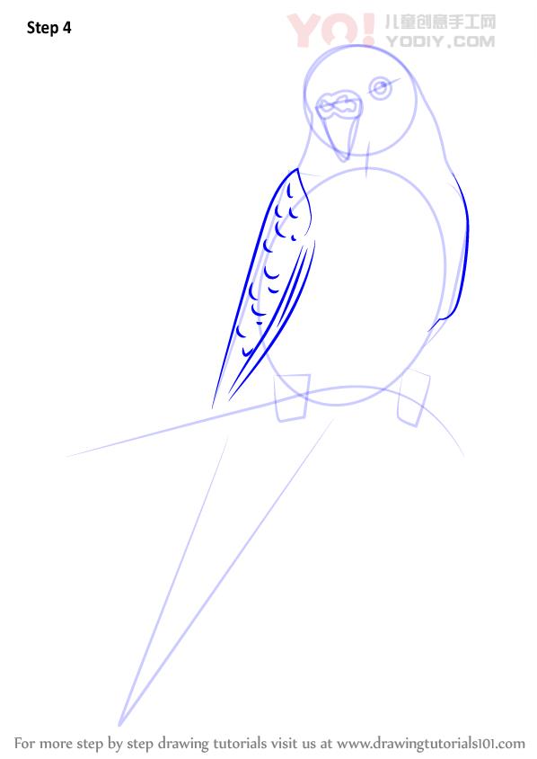 图片[5]-学习如何画一个卡通鹦鹉（儿童鸟）-YO儿童创意手工网