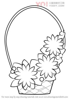 学习如何为孩子们绘制花篮（鲜花）-优优资源