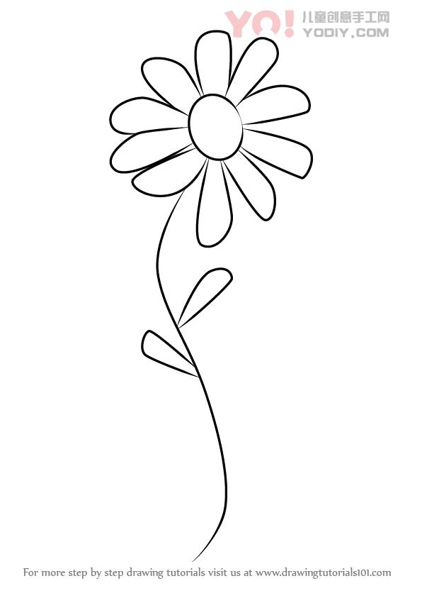 图片[1]-学习如何为孩子绘制一朵花（花）-YO儿童创意手工网