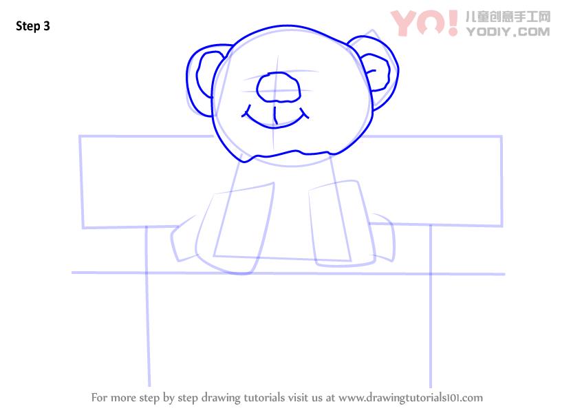 图片[4]-学习如何坐在长凳上绘制泰迪熊（儿童漫画）-YO儿童创意手工网