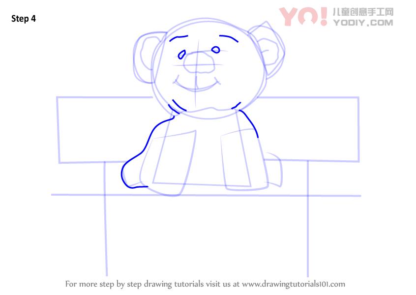 图片[5]-学习如何坐在长凳上绘制泰迪熊（儿童漫画）-YO儿童创意手工网