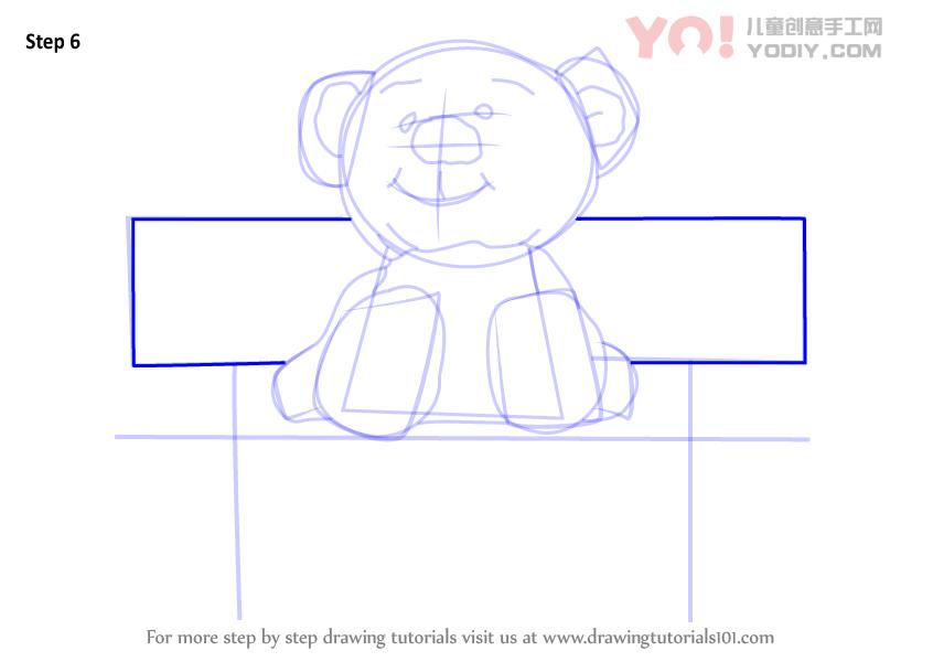 图片[7]-学习如何坐在长凳上绘制泰迪熊（儿童漫画）-YO儿童创意手工网