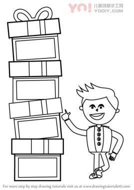 学习如何用礼品盒画孩子（儿童漫画）-优优资源